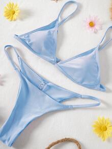 Bikinx Bộ Bikini Nữ màu trơn Gợi cảm - Màu xanh lam - Xem 2