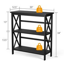 Costway 3-Tier Bookshelf Wooden Open Storage Bookcase for Home Office