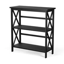 Costway 3-Tier Bookshelf Wooden Open Storage Bookcase for Home Office
