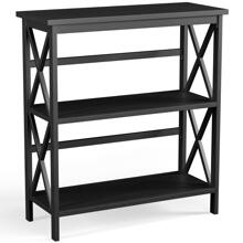 Costway 3-Tier Bookshelf Wooden Open Storage Bookcase for Home Office