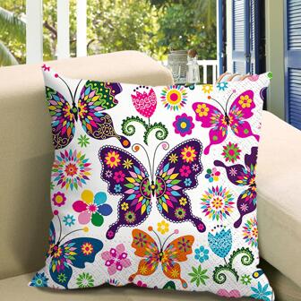 1pc Bohemian Style Butterfly Pattern Printed Decorative Pillow Cover, Soft Cushion Case For Office Decoration (pillow Insert Not Included)