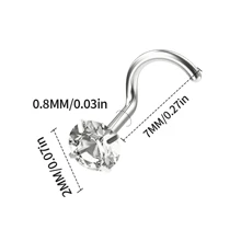 10 piezas Anillos de nariz de 20G de acero inoxidable con piercing de tornillo, joyería para perforación de 2mm para mujeres y hombres, joyería de perforación nasal y nostril