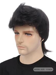 Pelucas negras peludas para hombres, peluca en capas de los años 80, pelucas para fiesta disco de los años 70, pelucas para hombres y mujeres para Rocking, disfraz de Cosplay de fiesta temática de los años 80, Anime - Negro - Ver 3