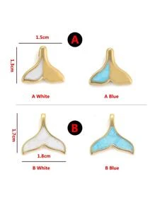 5 件不锈钢珐琅蓝色美人鱼尾巴海洋可爱饰品适用于 DIY 珠宝制作项链配件手链珠子 - 彩色 - 查看 7