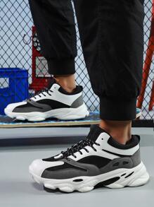 Modieuze heren 2021 ademende dikke sneakers, modieuze reflecterende zachte zool antislip casual sportschoenen