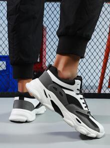 Modieuze heren 2021 ademende dikke sneakers, modieuze reflecterende zachte zool antislip casual sportschoenen
