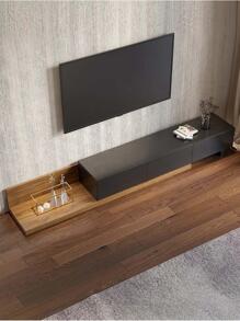 78.7'' TV Stand, Telescopic Media Console, Large Capacity Storage Simple TV Cabinet for Living Room - Black - View 4