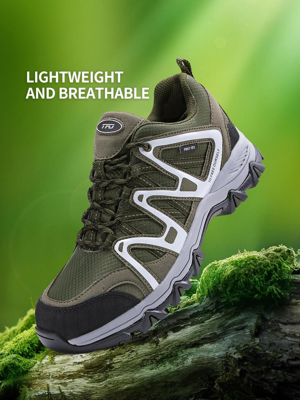 TFO Men Colorblock Lace-up Front Hiking Shoes, Sport Outdoor Sneakers