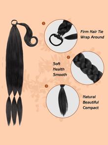 Extra Long Braided Ponytail Synthetic Hair Extension - Black - View 4