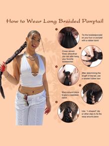 Extra Long Braided Ponytail Synthetic Hair Extension - Black - View 5