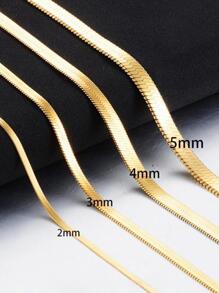 1pc Fashionable 18K Gold Color Stainless Steel Snake Bone Blade Chain Necklace, High-Quality Necklace For Wedding, Engagement, And Party - Gold - View 3
