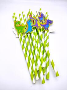 12pcs Cartoon Birthday Party Disposable Straws - Green - View 5