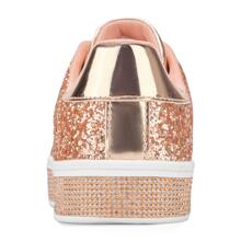 JEKO Women's Glitter Tennis Sneakers Neon Dressy Sparkly Sneakers Rhinestone Bling Wedding Bridal Shoes Shiny Sequin Shoes - 玫瑰金色 - 查看 4