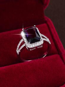 1 Chiếc Nhẫn Trang Trí Đính Đá Cubic Zirconia Đồng Quyến Rũ Cho Nữ Cho Tiệc - Màu tím - Xem 1