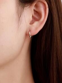 1pair Simple Small Silver Hoop Earrings - Silver - View 2