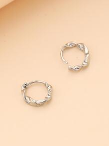 1pair Simple Small Silver Hoop Earrings - Silver - View 6