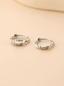 1pair Simple Small Silver Hoop Earrings - Silver - View 7