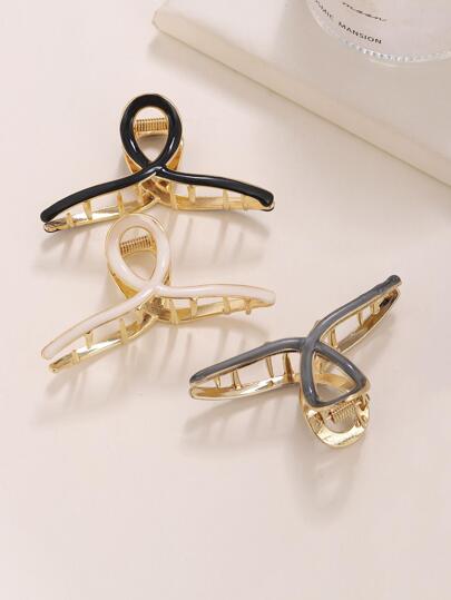 3pcs Solid Color & Simple Style Claw For Daily Use, Fashionable & All-Match Casual Hair Claws Claw Clips Hair Clips Hair Jaw Clip Hair Clamps Hair Clutch Hair Catcher Clip, School Stuff, College Fall Winter Hair Accessories For Women For Vacation Outfits Woman