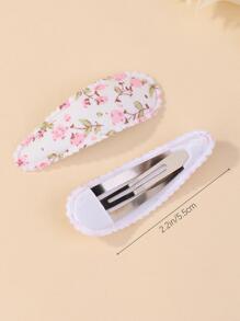 bilicaca 6入組女孩心&花卉圖案可愛髮夾適用於頭髮裝飾用品 - 彩色 - 查看 4