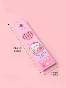 6入組/套可愛草莓兔子設計盒裝鉛筆,卡通文具適用於兒童,帶橡皮擦,HB鉛筆芯適用於繪畫,素描,寫作 - 粉色 - 查看 5