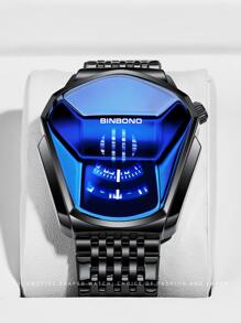 BINBOND Concept New Personalized Men's Quartz Watch Creative Men's Fashion Watches Stainless Steel Gold Blue Waterproof Men's Watch - Black - View 4