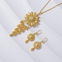 1件套向日葵三項鍊,1雙耳環 - 金黃色 - 查看 2