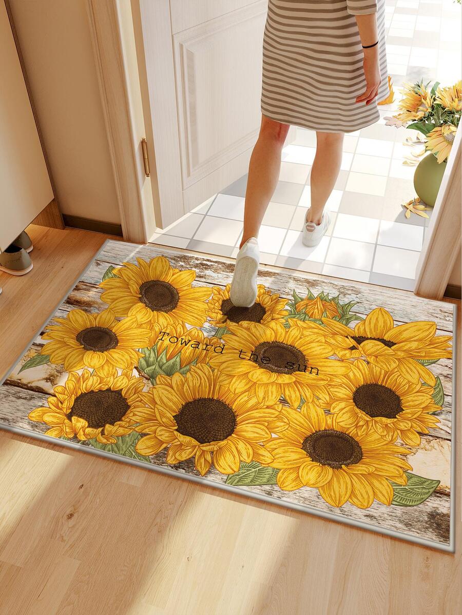 1入組向日葵圖案地毯 - 彩色 - 查看 1