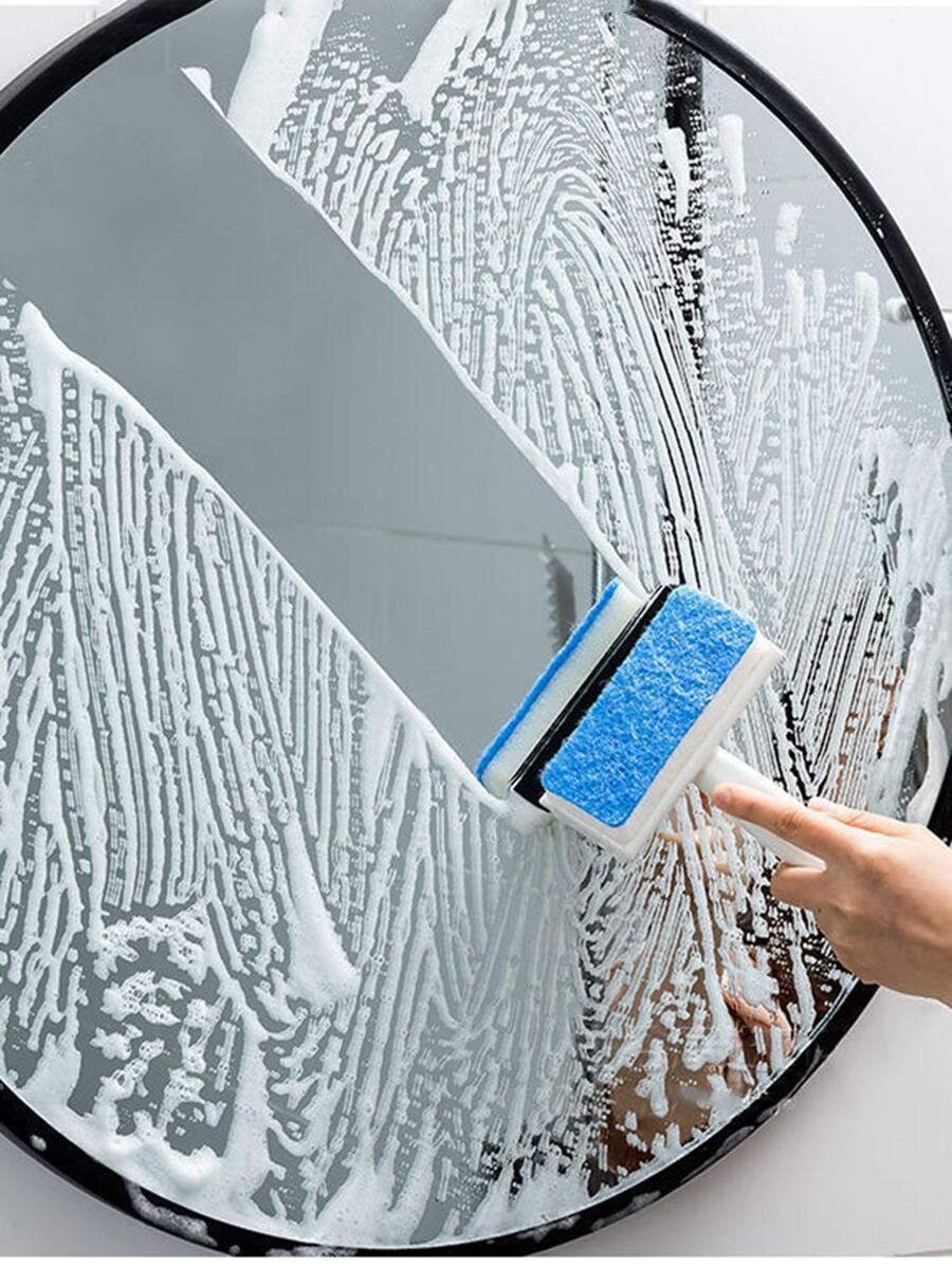 1pc Creative Double-Sided Glass Mirror Scraper For Home, Bathroom Cleaning On Ceramic Tile And Wall Surface,Kitchen,Bathroom,Home,Household Supplies - Blue - View 1