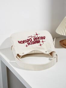韓國風刺繡帆布袋 - 米色 - 查看 6