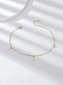 1入組海灘風格心蝴蝶字母腳錬A-Z字母鏈式腳鏈適合女士 - 金黃色 - 查看 10