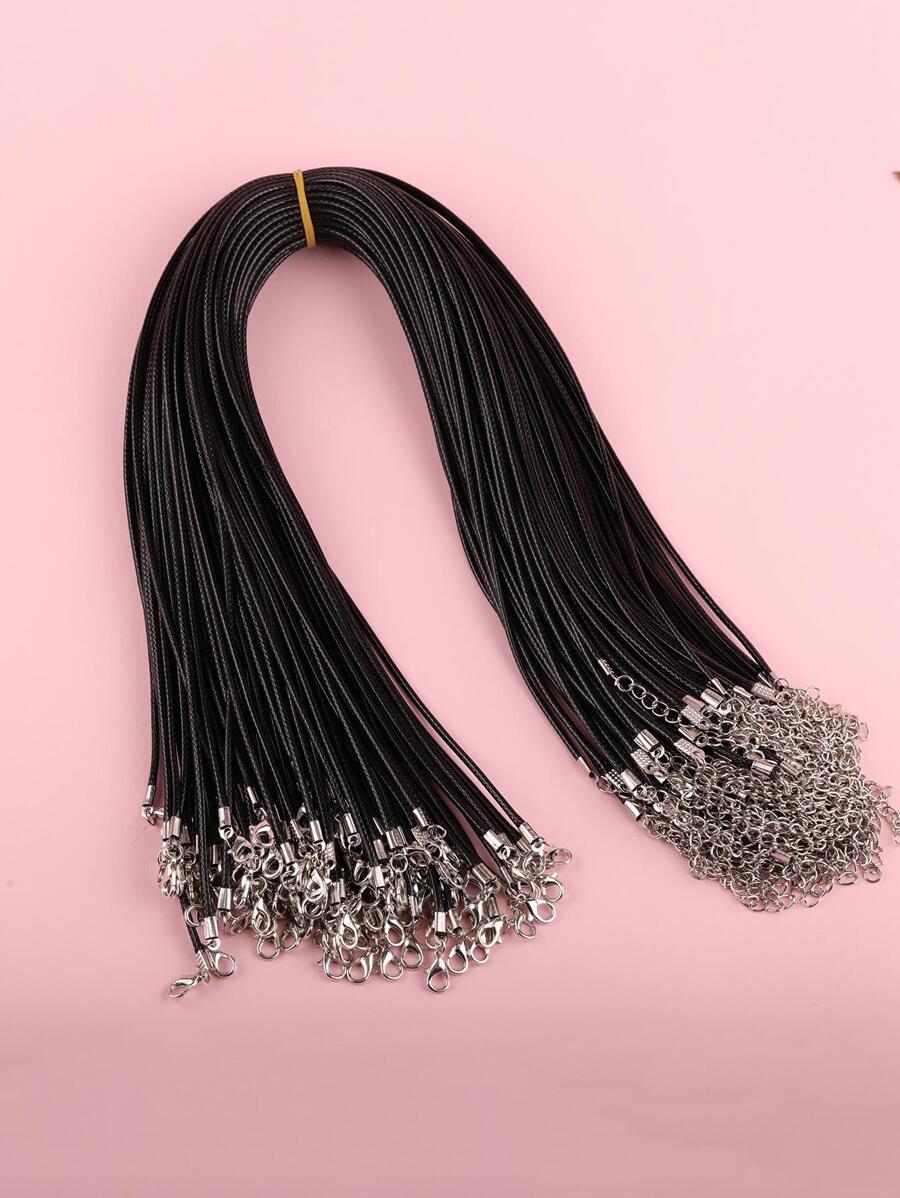 50 piezas/paquete negro DIY Collar de pana colgante cuentas Bisutería cuerda - Negro - Ver 1