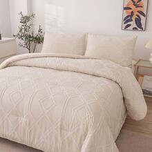 Cream Comforter Set, Beige Boho Tufted Design Bedding, Soft Reversible Microfiber Comforter Set, Farmhouse Bed Sets For Women Men 3 Pieces (1 Comforter, 2 Pillowcases) - Màu be - Xem 3