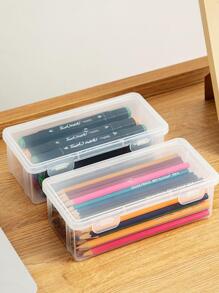 1入組大容量塑料文具盒、鉛筆盒、素描筆收納盒、彩色鉛筆和記號筆收納盒 - 無色 - 查看 1
