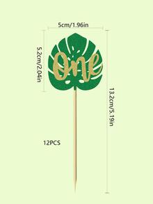12 cái Outline Letter và Palm Leaf Toppers Cake Baby Shower - Nhiều màu - Xem 2