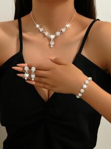 Bộ Trang Sức Nữ, Vòng Cổ & Hoa Tai & Vòng Tay, Quà Sinh Nhật - trắng - Xem 1