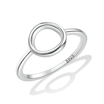 WOSTU 1pc Sterling Silver 925 Simple Fashion Circle Finger Rings For Women Statement Ring