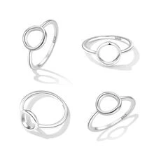 WOSTU 1 st minimalistisk rund ring i 925 sterlingsilver, trendig personlig ring för kvinnor - Silver - Visa 3