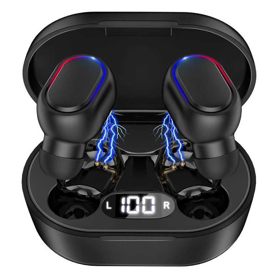 1Hour Bluetooth Headphone Wireless BT 5.3 Headphones LED Screen In-Ear - Black - View 1