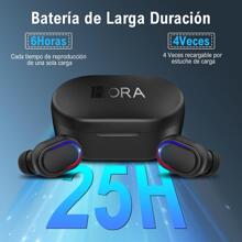 1Hour Bluetooth Headphone Wireless BT 5.3 Headphones LED Screen In-Ear - Black - View 2