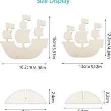 8件套木制海盗船装饰品套装，含2支画笔，适用于寻宝活动 - 黃色 - 查看 4