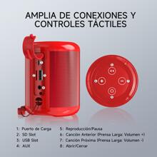 1HORA Bluetooth Inalámbrico Portátil Bocina Mini Bocina Radio FM USB BOC062 para esta Navidad - Rojo - Ver 5