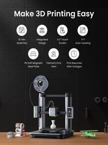 AnkerMake M5 3D Printer, High-Speed, Speed Upgraded to 500 mm/s, Fast Mode, Smooth Detail, Easy to Use for Beginners, Error Detection with AI Camera, Auto-Leveling, Integrated Die-Cast Aluminum Alloy - 銀色 - 查看 6