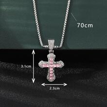 1 Màu Bạc Túi Đeo Chéo Vòng Cổ Nam, cá Tính Full Pha Lê Chéo Áo Len Dây Chuyền Trang Sức Nam - Hồng - Xem 5