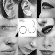 Titanium G23 Studs With Captive Bead Ring, Titanium Nose Hoop, Titanium Piercing Jewelry Nose Ring - Silver - View 5