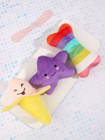 3入組模擬卡通可愛長毛絨玩具適用於寵物日常使用