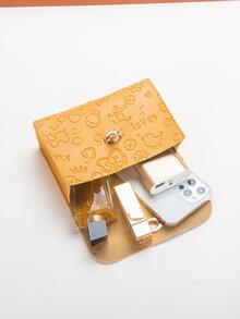 迷你時尚卡通壓花手持方包黃色包女士斜挎包 - 黃色 - 查看 4