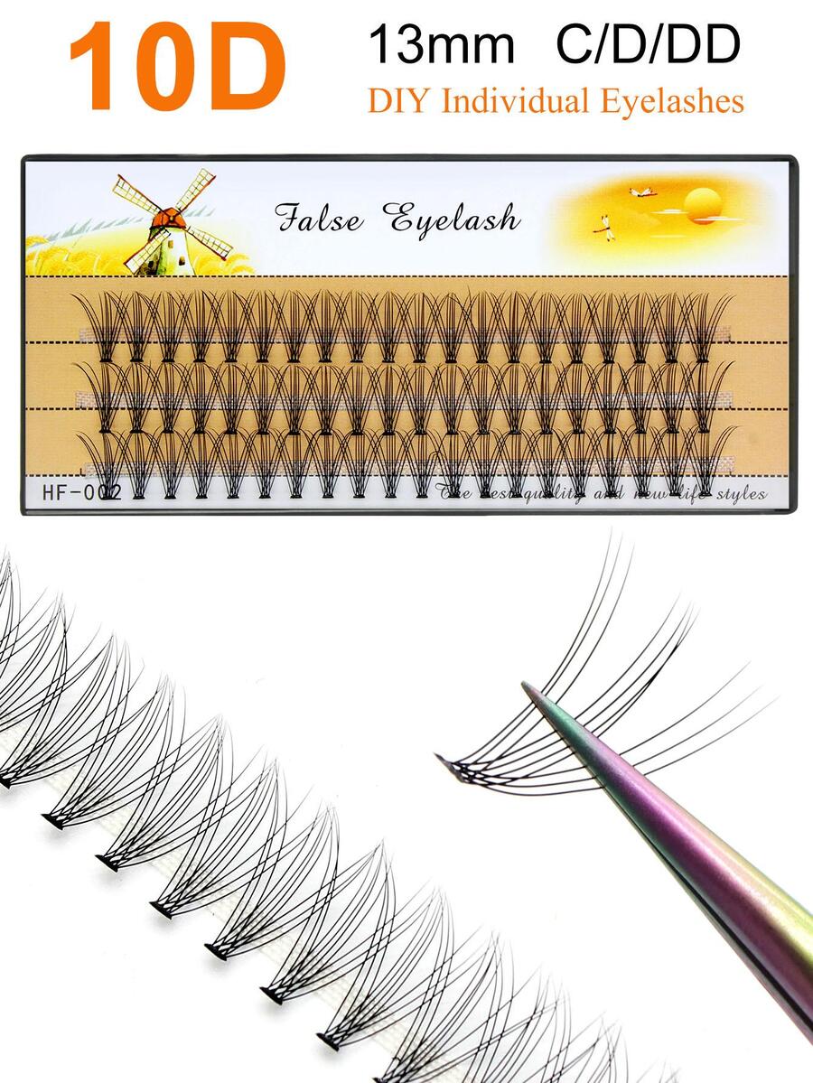 False Eyelashes, 1Box 13Mm Diy Cluster Individual False Eyelashes Natural Look Fake Eyelashes Natural Soft Segmented Lashes Single Cluster Eyelashes - Brown - View 1