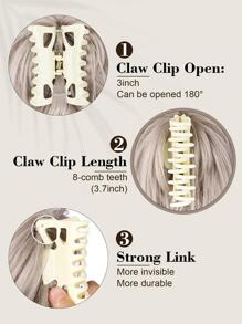 Y2K Messy Bun Hair Piece Hot Bán Phong cách Claw Ponytails Messy Bun Claw Clip Tousled Updo Hair Với phần mở rộng tóc tổng hợp thẳng 12 inch cho phụ nữ Cô gái - Bạc - Xem 4
