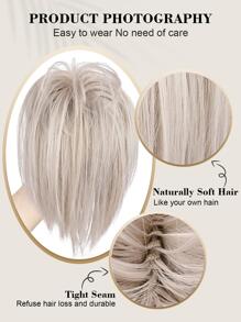 Y2K Messy Bun Hair Piece Hot Bán Phong cách Claw Ponytails Messy Bun Claw Clip Tousled Updo Hair Với phần mở rộng tóc tổng hợp thẳng 12 inch cho phụ nữ Cô gái - Bạc - Xem 2