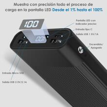 1Hour Power Bank 20000 Mah Portable Battery Power Bank LED DIGITAL Screen Universal Powerbanks - Black - View 2